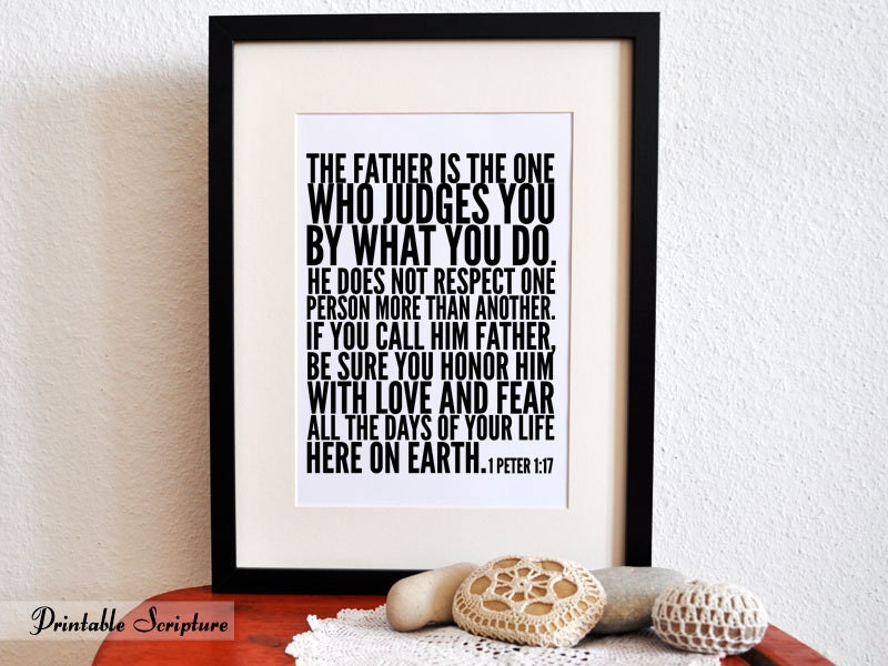 1 Peter 1:17. 8x10.  DIY. Printable Christian Poster. PDF. Love and Fear Him. Bible Verse.