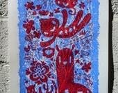 18x24" Red and Blue Springtime Crazies (2 color Screen Print)