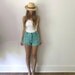 Faded Green Cut Off Jean Shorts // Dyed High Waisted Cut Offs // Distressed Pastel Colored Denim