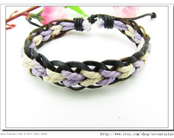 Real Leather and Rope Woven Bracelets Adjustable Bracelet jewelry bangle Bracelet women bracelet mens bracelet 626S