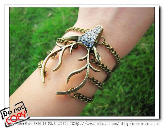 10% OFF Fashion Vintage elk bracelet with crystals cuff bracelet crystal bracelet Vintage bracelet girl bracelet women bracelet 457S