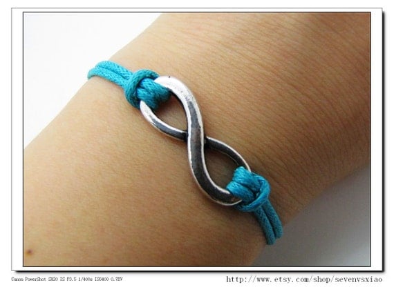 10%OFF Discount Blue Ropes Steampunk Bracelet antique silver karma bracelet,Infinity Wish Bracelet Adjustable Bracelet 608S1
