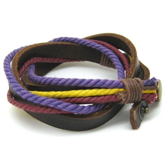Leather and Rope Woven Bracelets Adjustable 133S