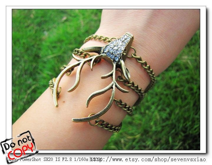 10% OFF Fashion Vintage  elk bracelet with  crystals cuff bracelet  crystal bracelet  Vintage bracelet girl bracelet  women bracelet 457S2