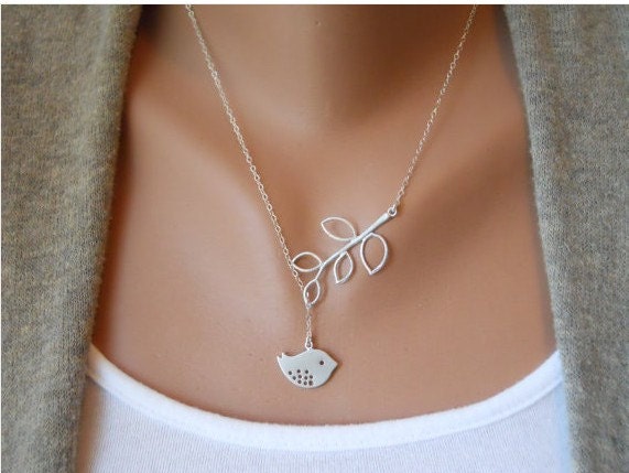 Fashion Adjustable Silver Bird branches Clavicle Necklace Vintage Antique Silver Necklace B42S1