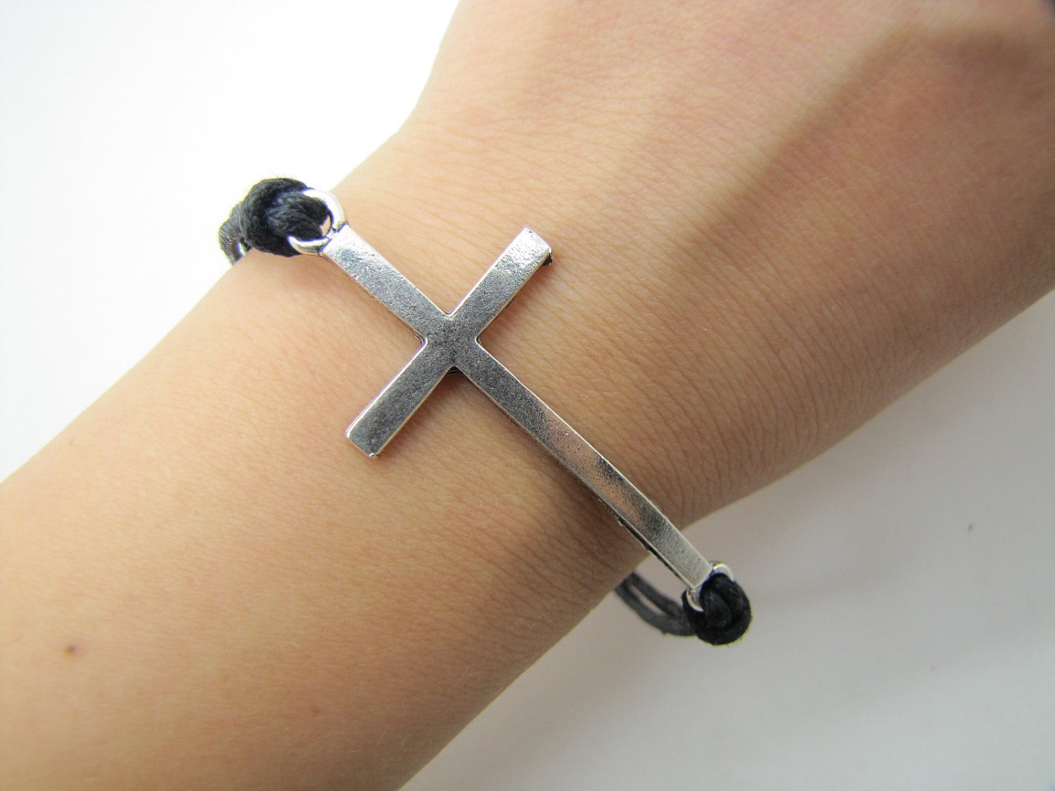 Steampunk Bracelet antique silver crossing Black Rope Woven Bracelets mens bracelet cool bracelet jewelry bracelet bangle bracelet 904S