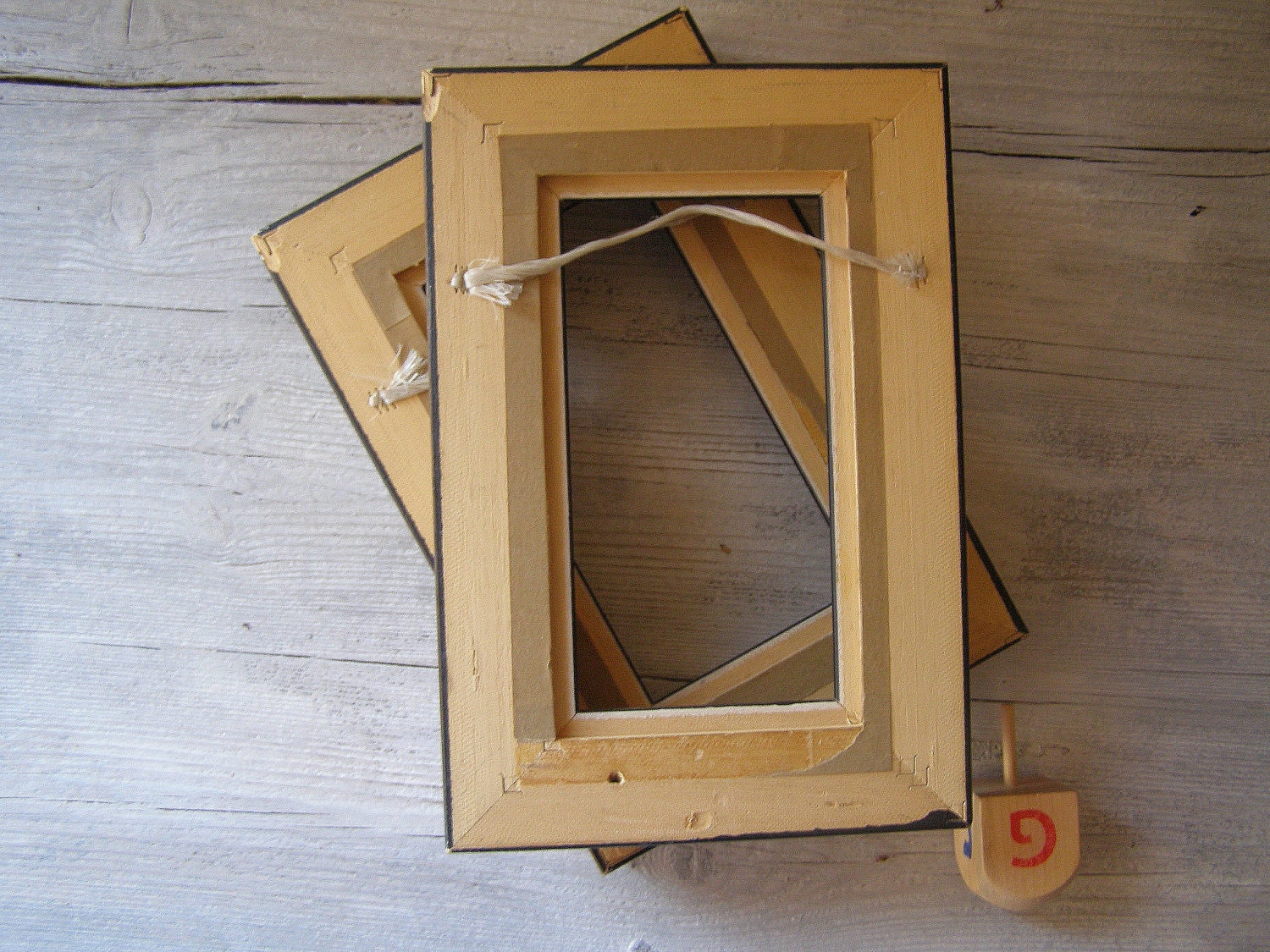 Vintage wood Frames, Gold shade and brown wood frames