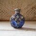 Decorative Perfume Bottle, Vintage blue glass and silver small bottle