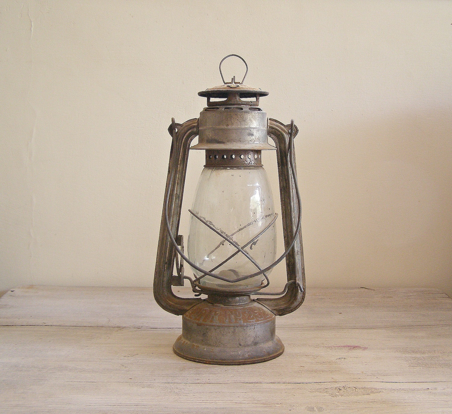 Antique Lantern Lamp, Vintage rusted Railroad Lamp