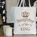 Daughter of the King Text Word Calligraphy with Crown Digital Image Download Transfer To Pillows Tote Tea Towels Burlap No. 2247 SEPIA