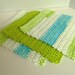 Crocheted Cotton Washcloths Dishcloths Set of 3 in Tropical Breeze Colors of Lime Green Aqua Blue & White