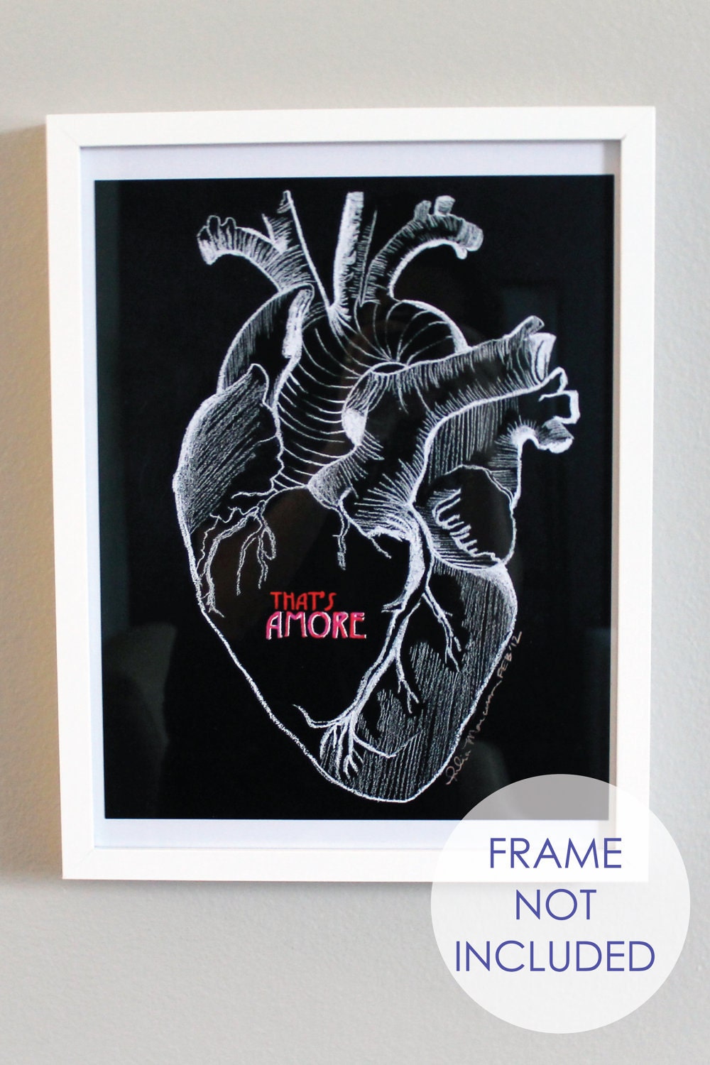 Now that's Amore 11x14 Limited Edition Chalkboard Drawing Print--Anatomical Heart