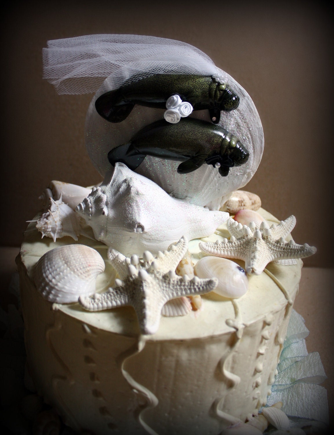 Manatee couple wedding cake topper-Beach wedding-Beach wedding topper-destination wedding-Manatees-wedding cake topper