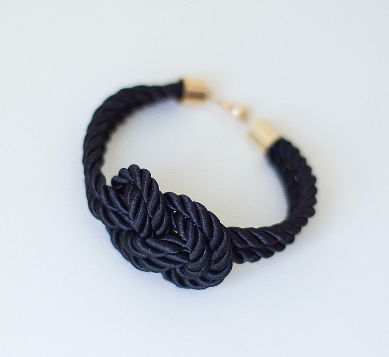 Black Night Nautical Knot  Silk Rope  Bracelet by pardes israel