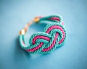 Mix Magenta and Teal Nautical Cord Sailor Knot Bracelet by pardes israel - pardes