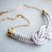 White Nautical Knot Rope Necklace with golden chain