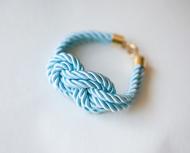 Baby Blue Nautical Knot  Rope with sailor knot Eight Bracelet by pardes israel