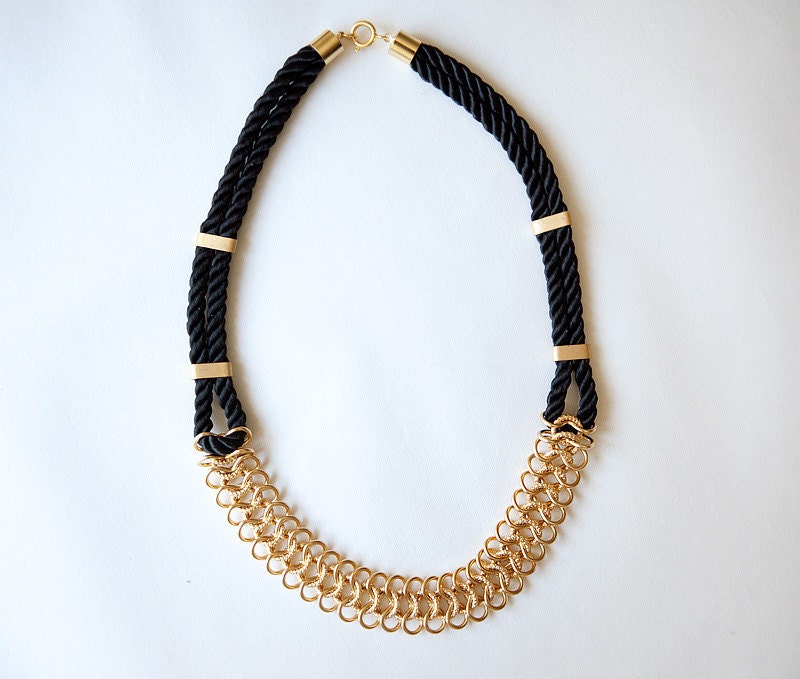 Statement Mix Rope&Chain Necklace in Gold by pardes israel