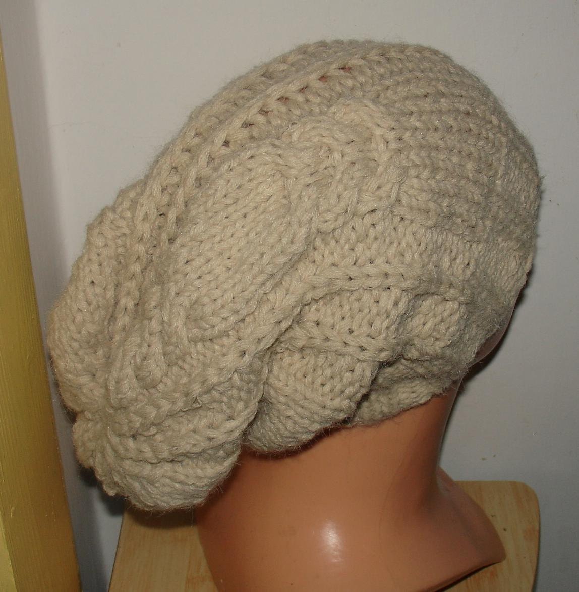 cable knit hat slouchy women end men  cream, Knit hat  beautiful braids