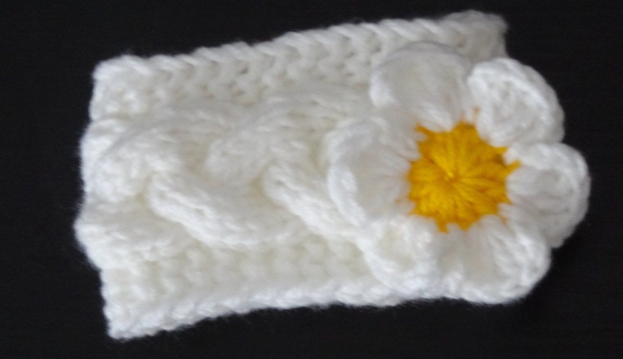 knit baby headband / Cable headband / Children's headband / Baby Headband daisy / Baby Girl Headband, Newborn Knit Headband, Knit newborn