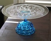 16" Cake Stand Pedestal / Custom Cake Stand / Vintage Wedding Pedestal Wedding Centerpiece / Custom Cupcake Stand Blue Green Red Yellow
