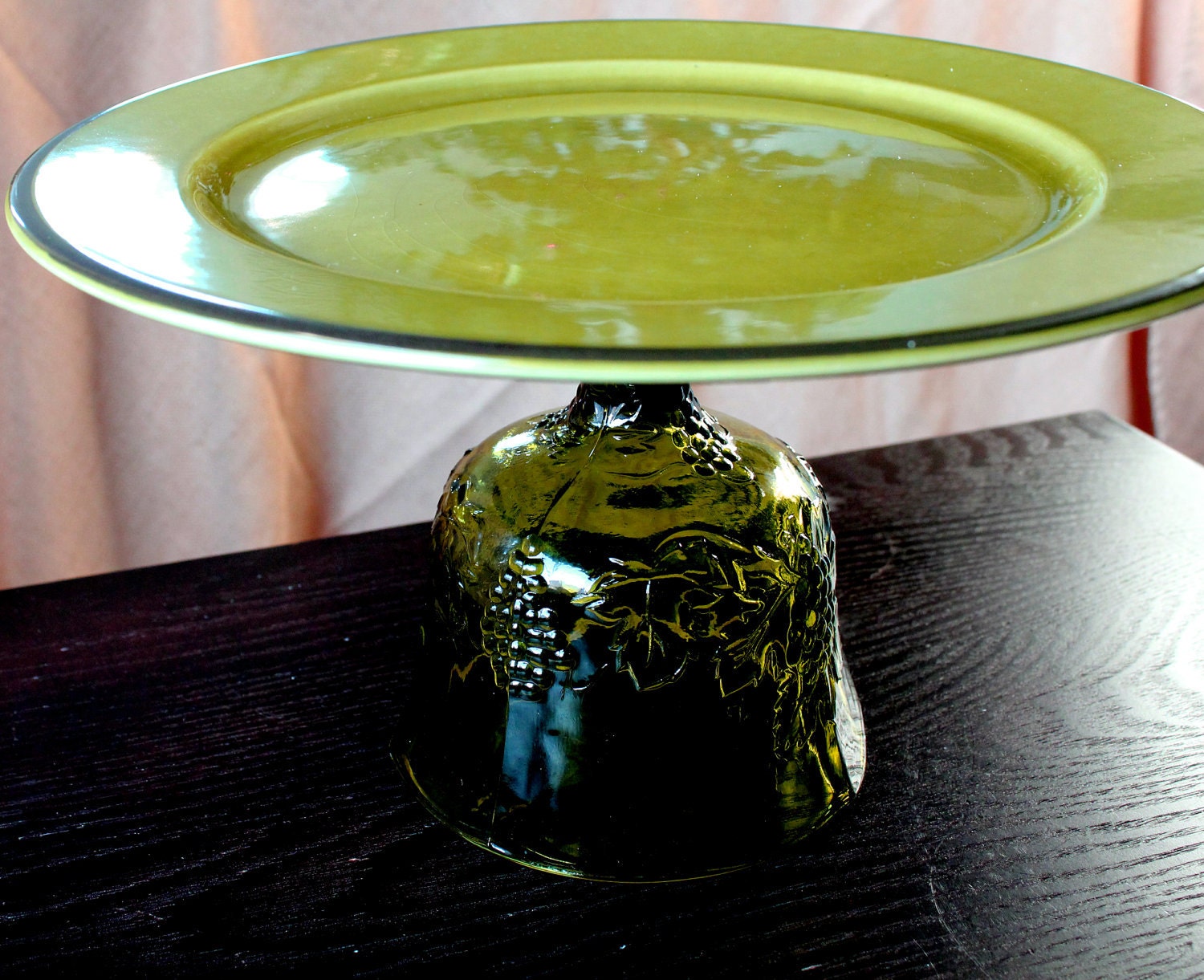 Cake Pedestal Stand / Cake Stand Pedestal / Cake Plate Pedestal / Cupcake Stand Cupcake Pedestal Truffle Platter / Olive Green Cake Stand