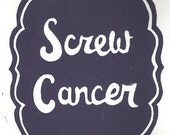 SALE PRICE - Screw Cancer - Cancer Inspired Purple 8x10 Linocut Print Lymphoma