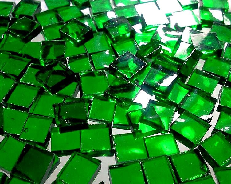 100 BRIGHT EMERALD GREEN 1/4 in Tiny Tiles by StainedGlassLizard