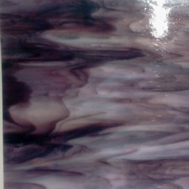 STAINED GLASS SHEET -8 X 8 Purple Plum Streaky & White