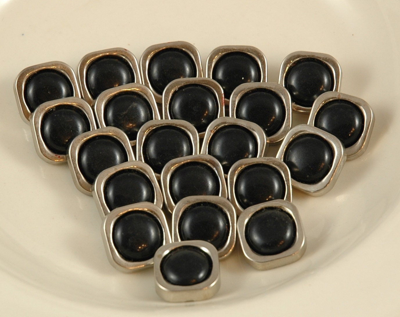 Vintage Black And Silver Buttons SALE PRICE