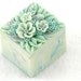vintage light blue/green soapstone trinket box