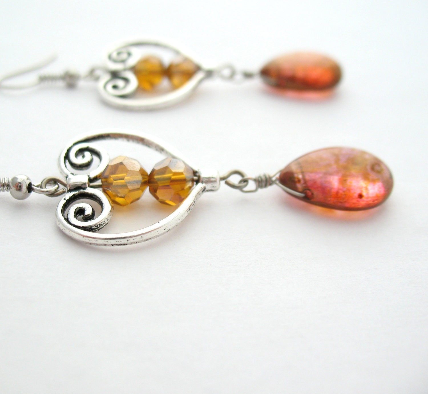 Orange Heart Earrings for Valentine's Day
