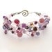 Crochet Wire Beaded Bracelet, Purple & Pastel Pink