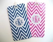 Luggage Tag - His and Hers Chevron Luggage Tags-  Custom Monogram Luggage Tag Set