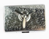 Cigarette Case Propeller Large Size Vintage Style Silver Plated Gothic Victorian Steampunk