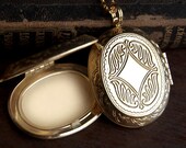 Lip Balm Locket Necklace  - Victorian Gold Brass - Choose Your Flavor - Mint Strawberry Vanilla Buttercream Honey