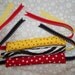 minnie mouse dress up Disney fabric bracelet zebra bangle chunky no clang red yellow polka dot  fabric ribbon tie on one size fits most