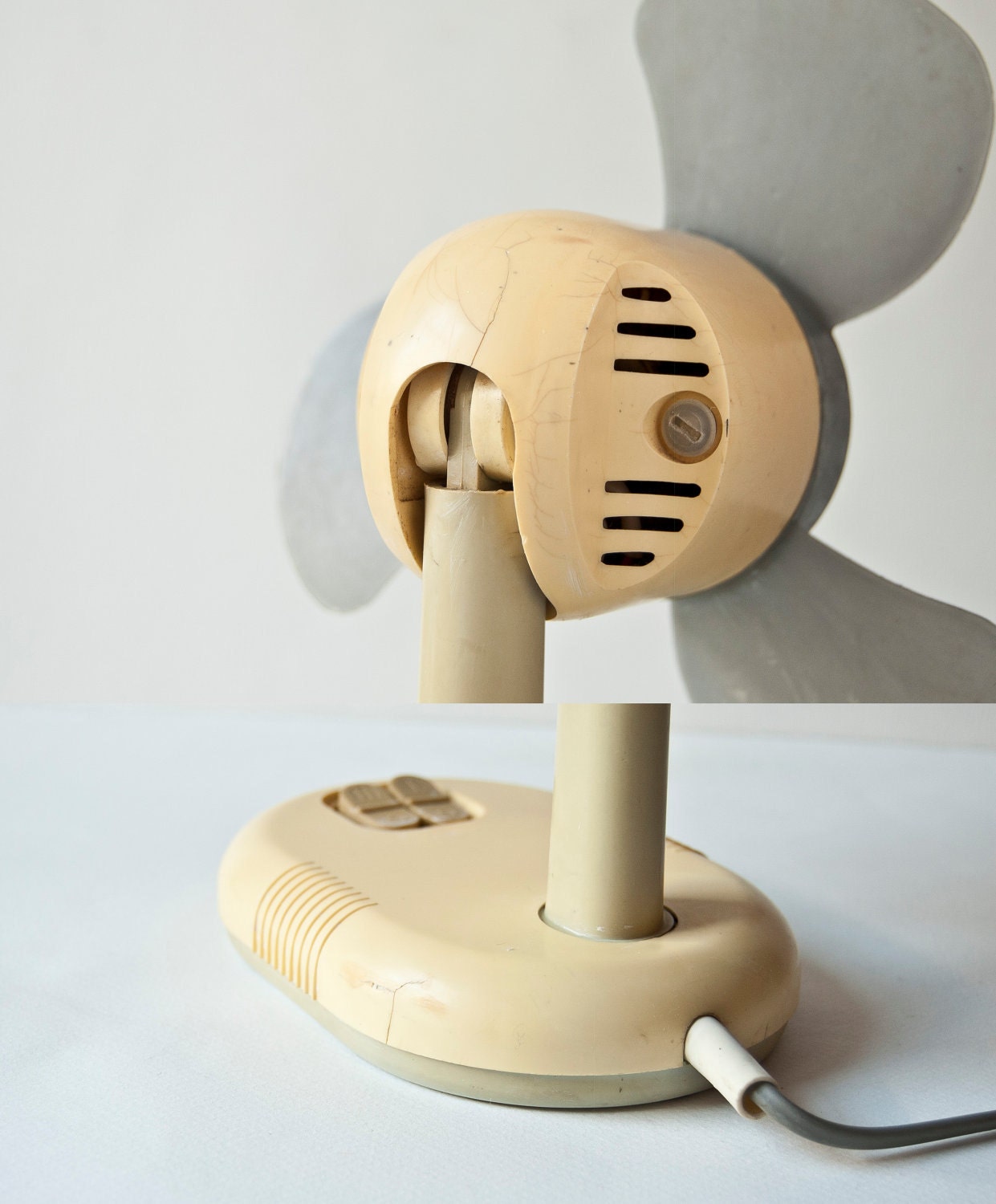 Vintage electric fan little, tabletop desk fan, ventilator, Soviet era