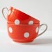 Vintage polka dot cups, red and white, Soviet Era