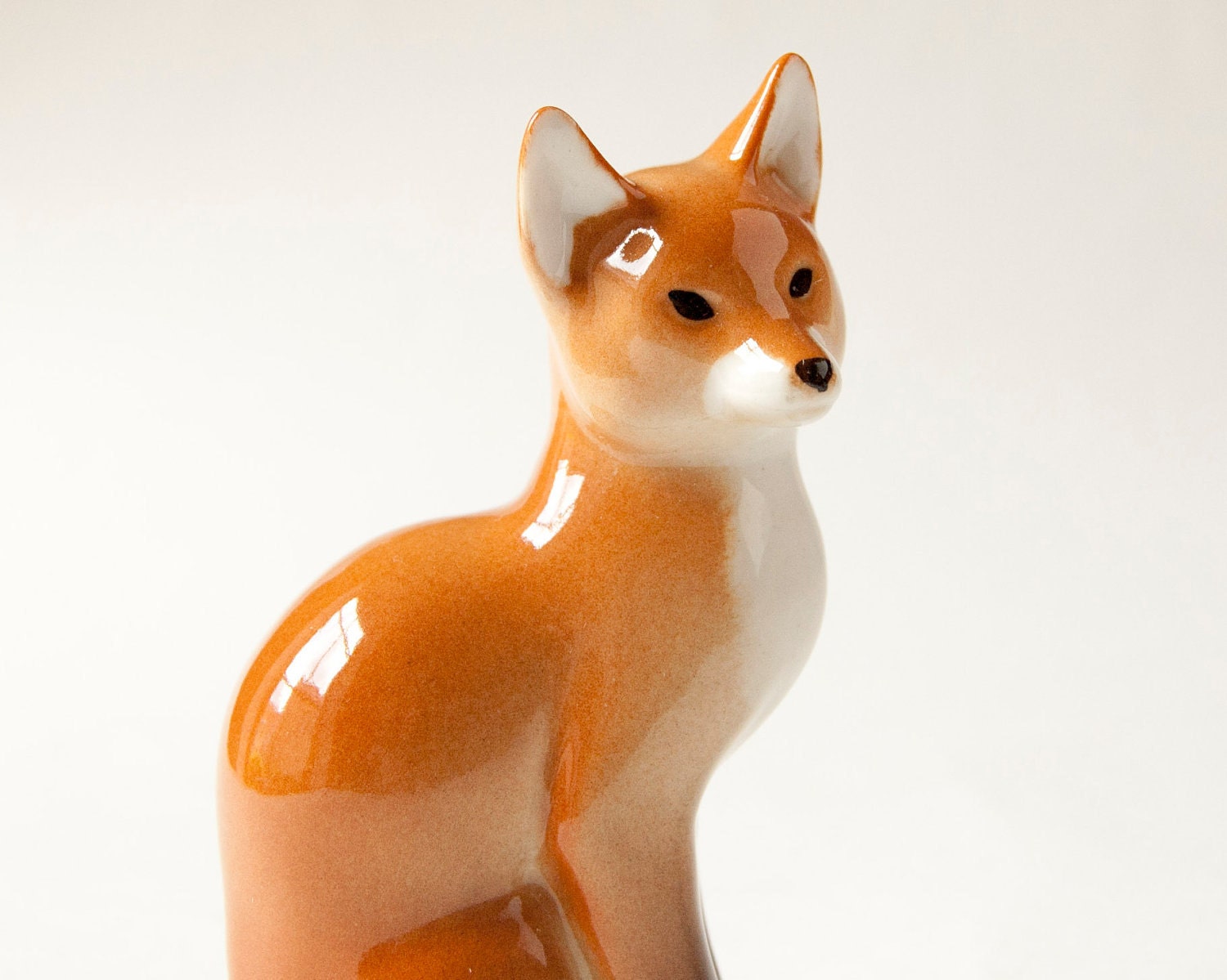 Vintage porcelain figurine red fox, Soviet Era