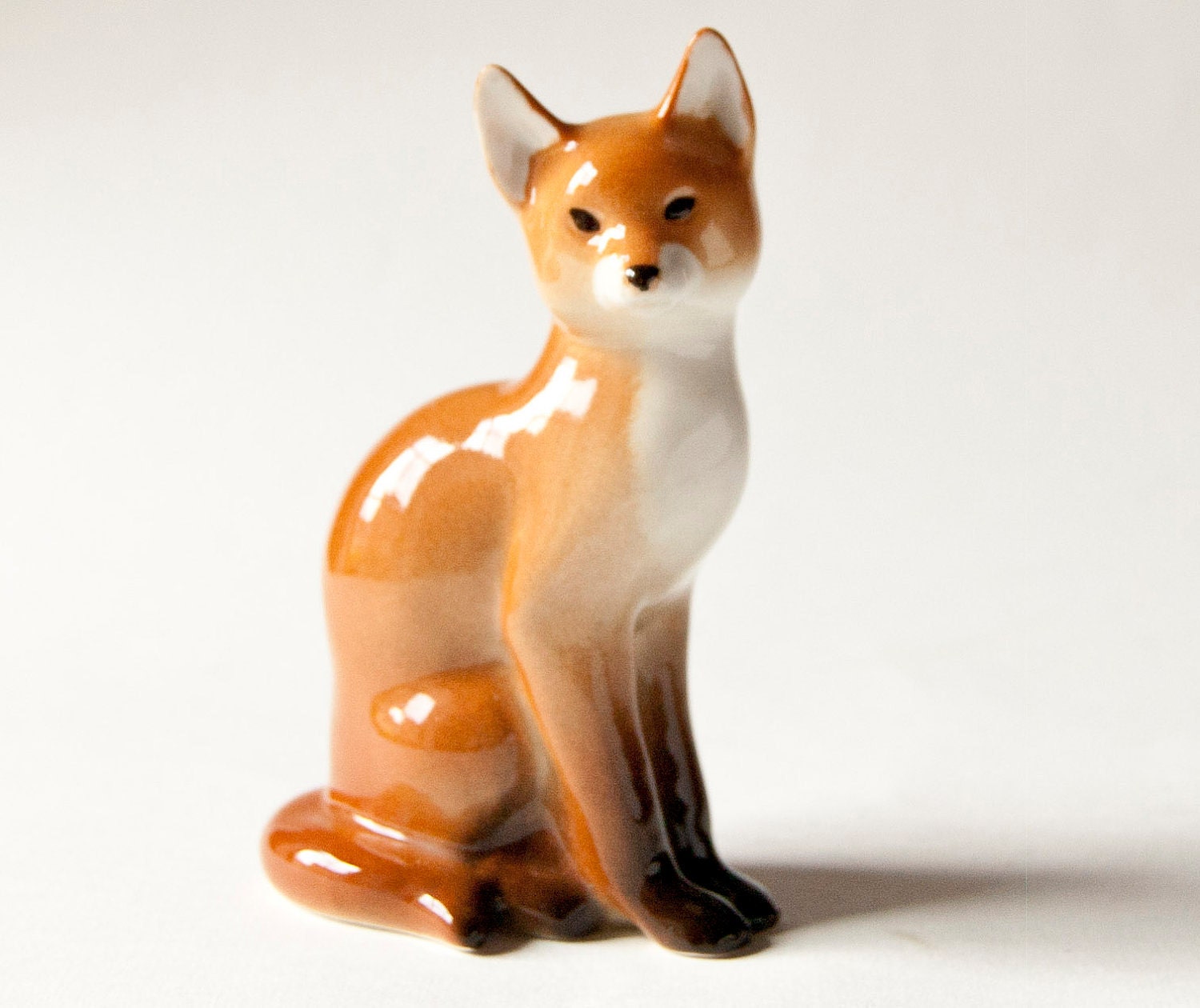 Vintage porcelain figurine red fox, Soviet Era