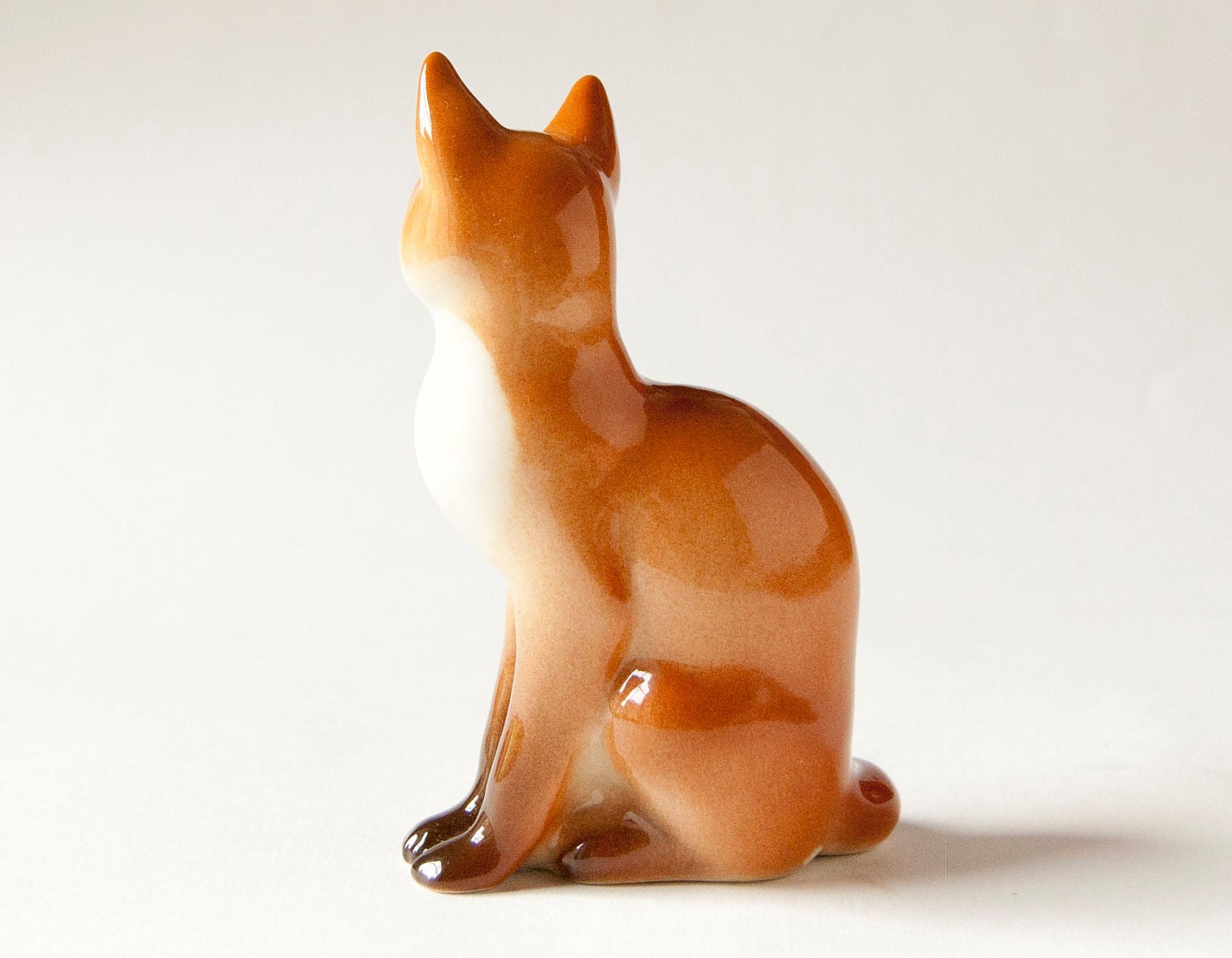 Vintage porcelain figurine red fox, Soviet Era