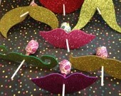 12 Glitter Mustache and Lips on Sucker Party Favor Photo Prop