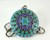 Unique pendant necklace silver medallion aqua blue mosaicjewelry stores online fashion trends 2012