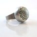 LAST ONE AVAILABLE Silver ring round ring green Dome shape flowery stamp ooak jewelry handmade green shade