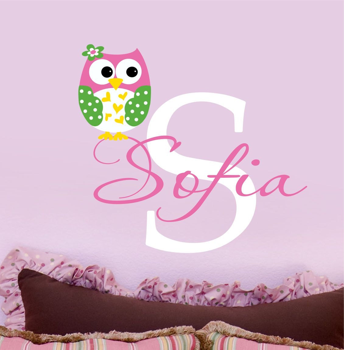 Owl Wall Decals - Childrens Wall Decals - Nurser Vinyl Wall Decal Personalized Name