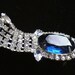 BLue and clear rhinestone brooch