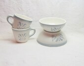Vintage Syracuse Restaurantware China Grey Air Brushed Cadet Dinnerware Bowls Housewares Flower Cups Collectable Home Decor Art Deco