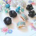 Garden of Retro Earrings - Aqua White Black Crystal Bead Rhinestone Faux Turquoise