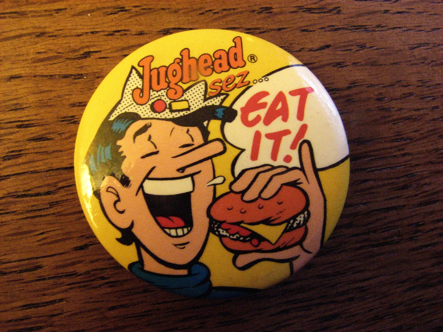Vintage Jughead Pin / Button - Archie Comics - "Jughead sez... Eat It"